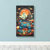 Retro Gaming Stad Canvas Afdruk (Insitu (Houten vloer))