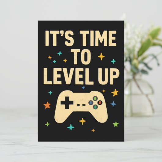 Retro Gaming Themed Invitation Card" Kaart (Staand voorkant)