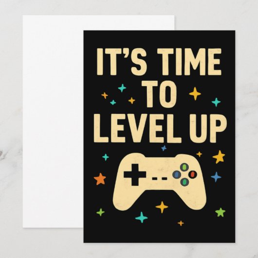 Retro Gaming Themed Invitation Card" Kaart (Voorkant / Achterkant)