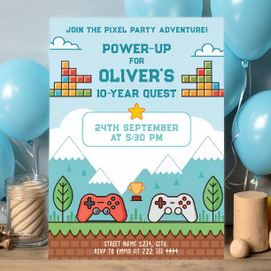 Retro Gaming Verjaardag Bash Kaart
