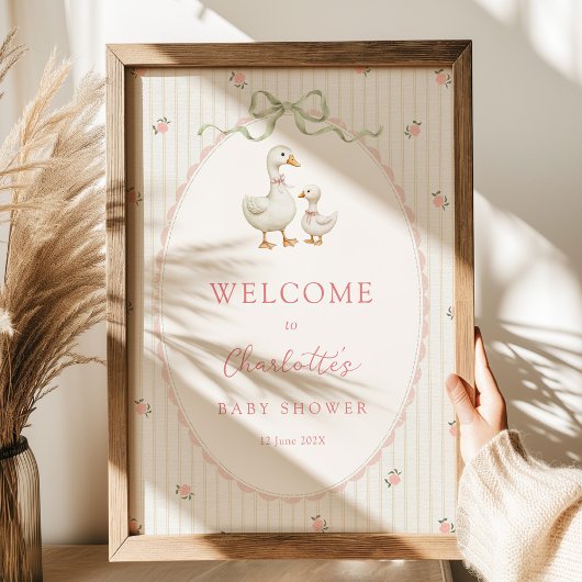 Retro Gans Baby Shower Welkom Poster