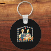 Retro Gans Koppel Valentijnsdag Grappige Cute Eend Sleutelhanger (Voorkant)