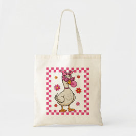 Retro Gans met zonnebril en Bubblegum Tote Bag