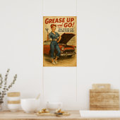 Retro Garage Pin Up Girl Graphic Poster (Keuken)