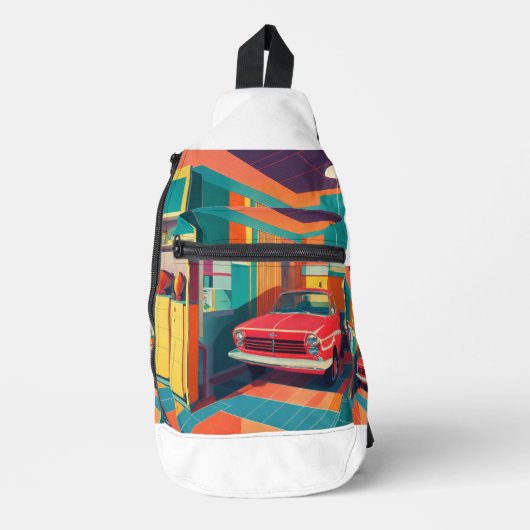 "Retro Garage Vibes" Sling Bag (Voorkant)