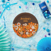 Retro Garden 70s Gepersonaliseerde Verjaardag Papieren Bordje (Feest)