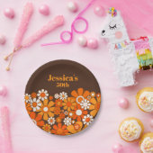 Retro Garden 70s Gepersonaliseerde Verjaardag Papieren Bordje (Feest)