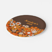 Retro Garden 70s Gepersonaliseerde Verjaardag Papieren Bordje (Gekanteld)