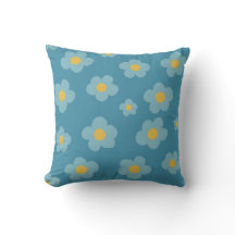 Retro  Garden Blue Flowers Floral Pattern