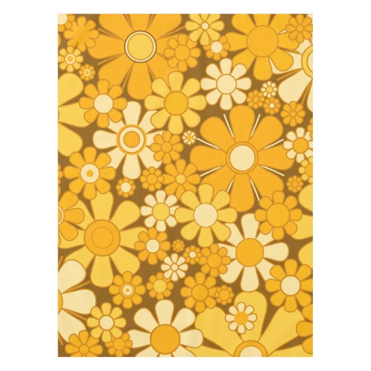 Retro Garden Cheerful 60s 70s Floral Pattern Tafelkleed (Voorkant)