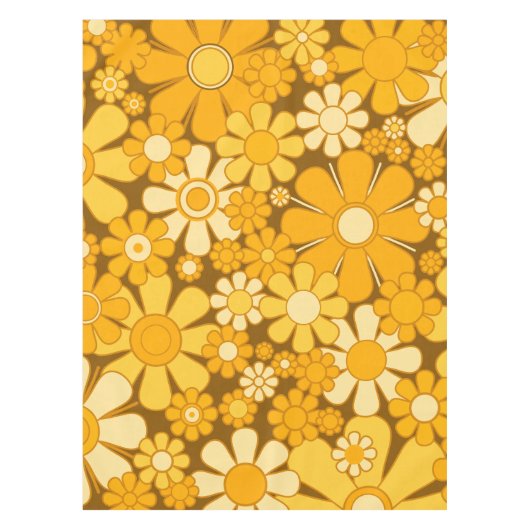 Retro Garden Cheerful 60s 70s Floral Pattern Tafelkleed (Voorkant)