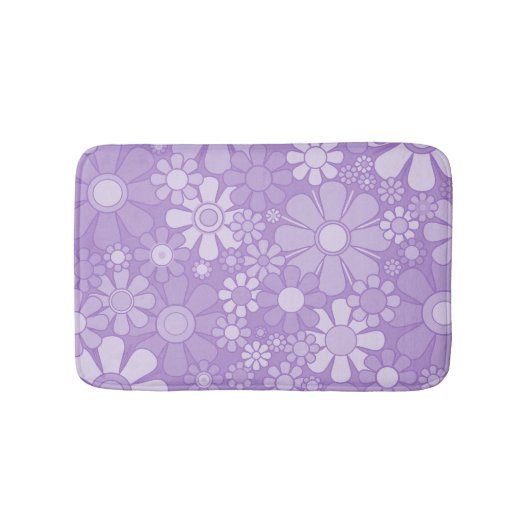 Retro Garden Cheerful Floral Pattern Lavender Badmat (Voorkant)