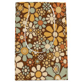 Retro Garden Chunky Flowers 60s 70s Floral Pattern Medium Cadeauzakje (Voorkant)