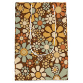 Retro Garden Chunky Flowers 60s 70s Floral Pattern Medium Cadeauzakje (Achterkant)