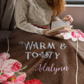 Retro Garden Custom Greeting Name Coffee Brown Fleece Deken