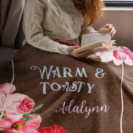 Retro Garden Custom Greeting Name Coffee Brown Fleece Deken
