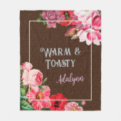 Retro Garden Custom Greeting Name Coffee Brown Fleece Deken (Voorkant)