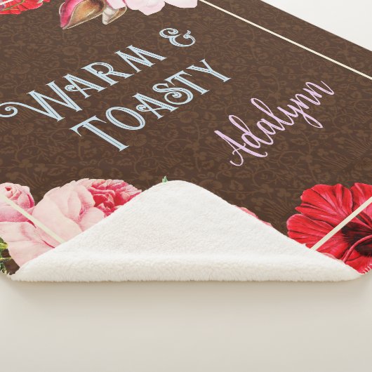 Retro Garden Custom Greeting Name Coffee Brown Sherpa Deken (3/4)