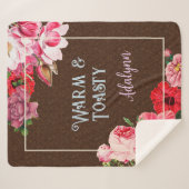 Retro Garden Custom Greeting Name Coffee Brown Sherpa Deken (Voorkant (horizontaal))