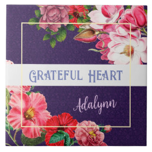 Retro Garden Custom Greeting Name Violet Paars Tegeltje