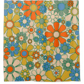 Retro Garden Floral 60s 70s Patroon Douchegordijn (Voorkant)
