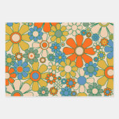 Retro Garden Floral 60s 70s Patroon Inpakpapier Vel (Voorkant 3)