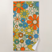 Retro Garden Floral 60s 70s Patroon Strandlaken (Voorkant)