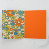 Retro Garden Floral 60s 70s Pattern Oranje Kaart (Binnen)
