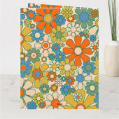 Retro Garden Floral 60s 70s Pattern Oranje Kaart (Achterkant)