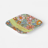 Retro Garden Flowers 60s 70s Boho Floral Pattern Papieren Bordje (Gebogen)