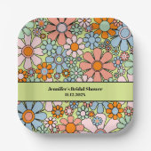 Retro Garden Flowers 60s 70s Boho Floral Pattern Papieren Bordje (Voorkant)