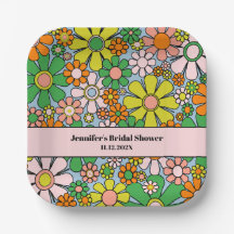 Retro Garden Flowers 60s 70s Boho Floral Pattern