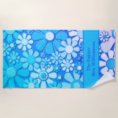 Retro Garden Flowers 60s 70s Floral Pattern Bride Strandlaken (Voorkant)