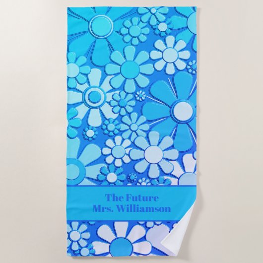 Retro Garden Flowers 60s 70s Floral Pattern Bride Strandlaken (Voorkant)