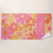 Retro Garden Flowers 60s 70s Floral Pattern Bride Strandlaken (Voorkant)