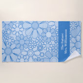 Retro Garden Flowers 60s 70s Floral Pattern Bride Strandlaken (Voorkant)