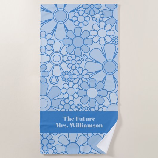 Retro Garden Flowers 60s 70s Floral Pattern Bride Strandlaken (Voorkant)