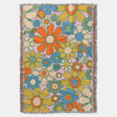 Retro Garden Flowers 60s 70s Floral Pattern Deken (Voorkant Verticaal)