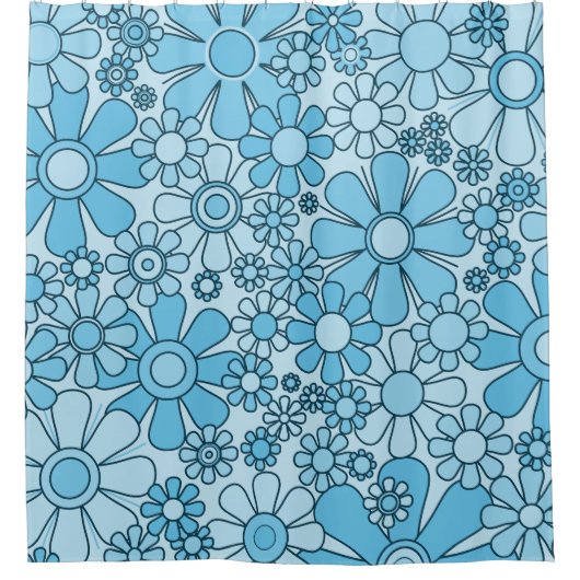 Retro Garden Flowers 60s 70s Floral Pattern Douchegordijn (Voorkant)
