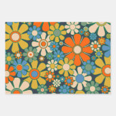 Retro Garden Flowers 60s 70s Floral Pattern Inpakpapier Vel (Voorkant 2)