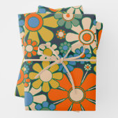 Retro Garden Flowers 60s 70s Floral Pattern Inpakpapier Vel (In situ)