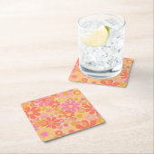 Retro Garden Flowers 60s 70s Floral Pattern Kartonnen Onderzetters (Insitu)