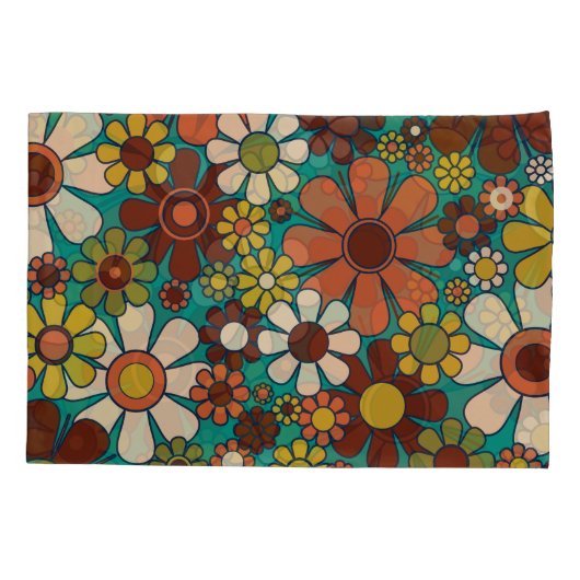 Retro Garden Flowers 60s 70s Floral Pattern Kussensloop (Achterkant)