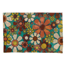 Retro Garden Flowers 60s 70s Floral Pattern Kussensloop