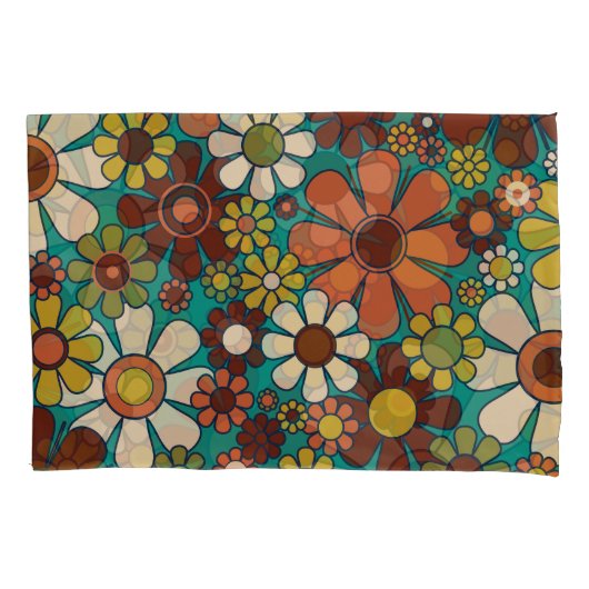 Retro Garden Flowers 60s 70s Floral Pattern Kussensloop (Voorkant)