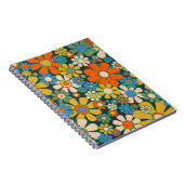 Retro Garden Flowers 60s 70s Floral Pattern Notitieboek (Rechterzijde)