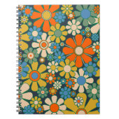 Retro Garden Flowers 60s 70s Floral Pattern Notitieboek (Voorkant)