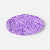 Retro Garden Flowers 60s 70s Floral Pattern Paars Papieren Bordje (Gekanteld)