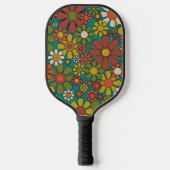 Retro Garden Flowers 60s 70s Floral Pattern Pickleball Paddle (Voorkant)