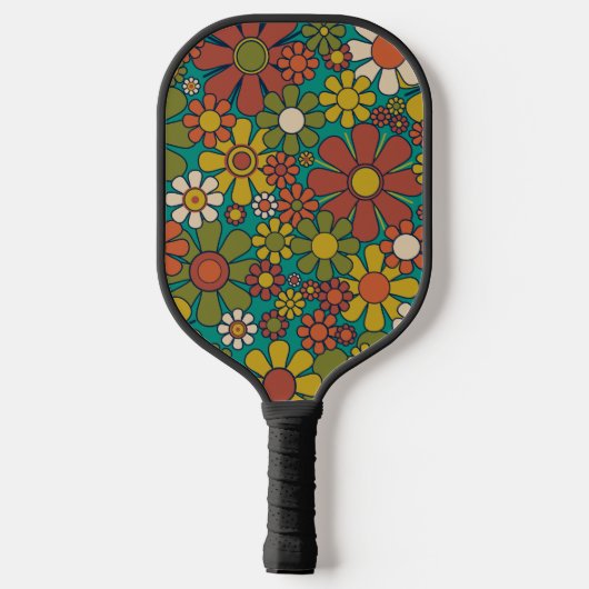 Retro Garden Flowers 60s 70s Floral Pattern Pickleball Paddle (Achterkant)